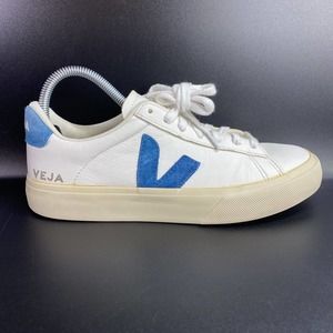 VEJA campo crome free leather sneaker women's Sz 8 White Blue